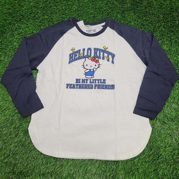 Hello-Kitty Colorblock Raglan Shirt Womens Large 22x26 White - Picture 1 of 14